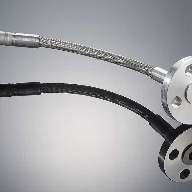 AHG PTFE Schlauch glatt gewellt Edelstahlumflechtung